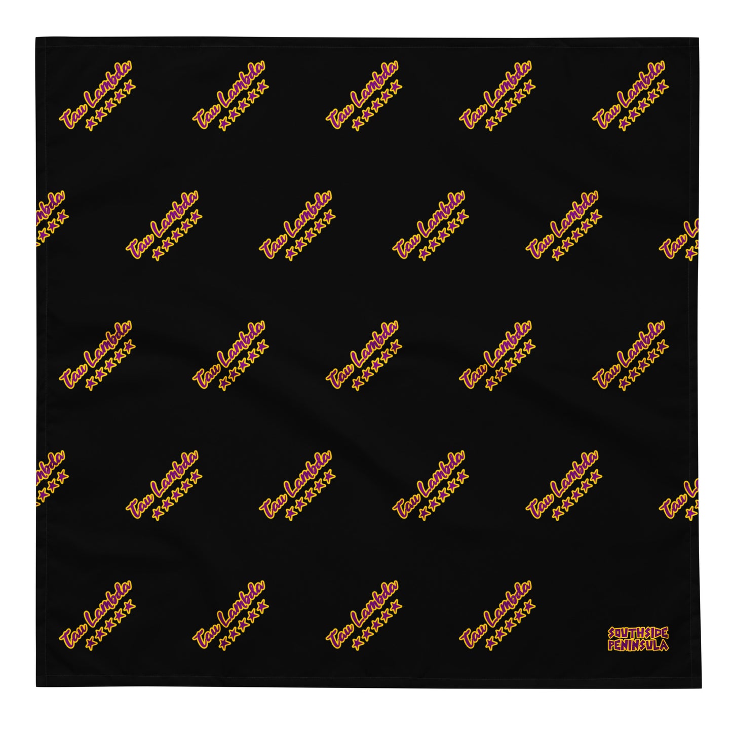 Tau Lambda x 5 Stars Bandana Black/Purple/Gold AOP