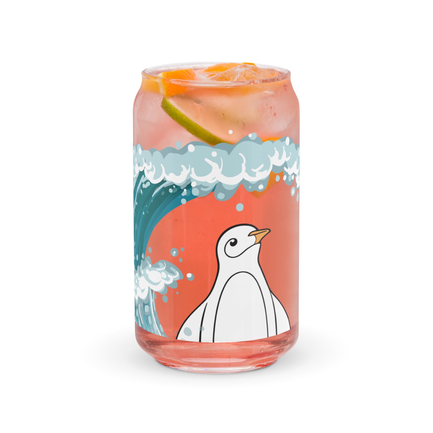 Penguin x Ocean Waves Can-Shaped Glass 16 oz