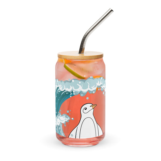 Penguin x Ocean Waves Can-Shaped Glass 16 oz