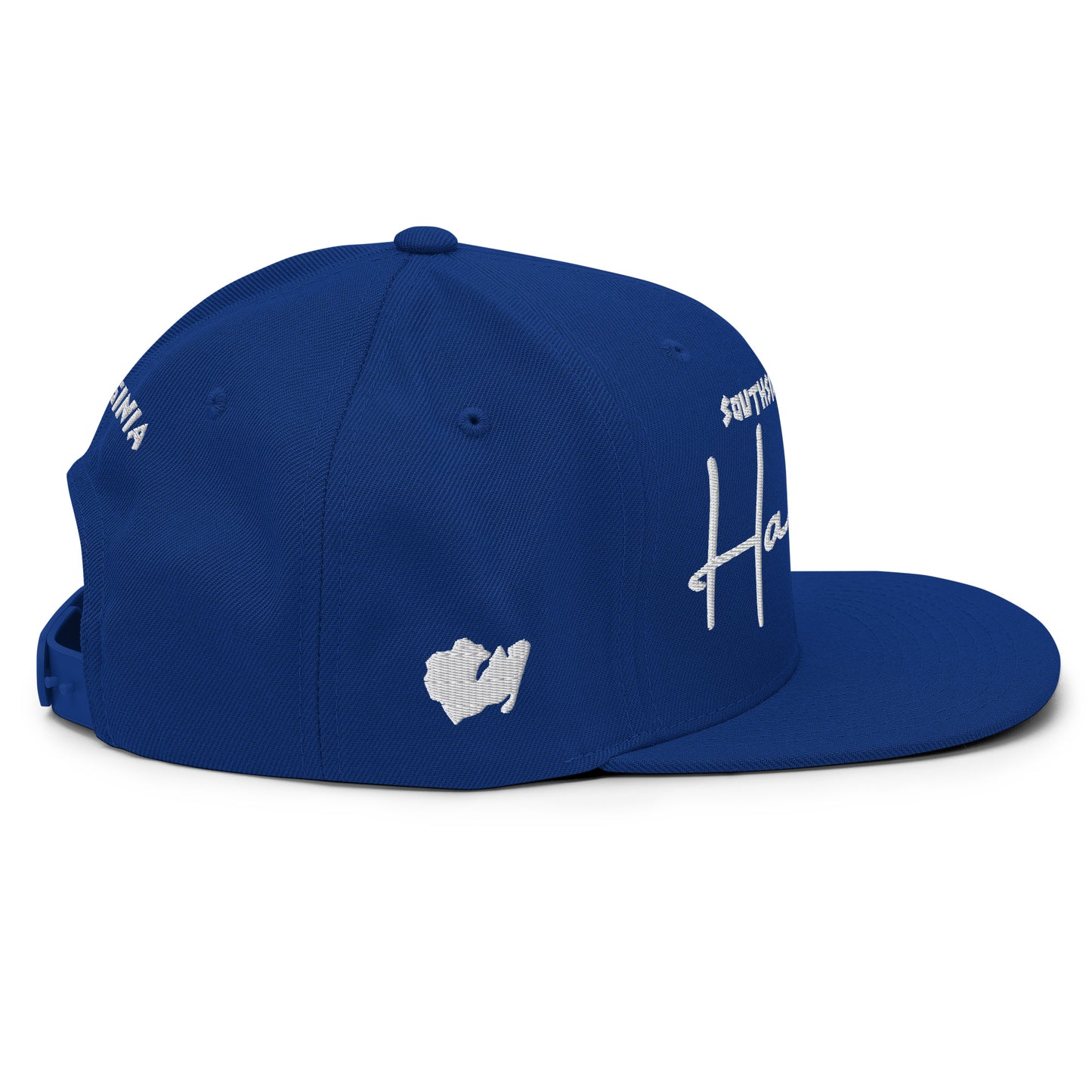 Southside Peninsula x Hampton Snapback Hat Royal Blue/White Embroidered