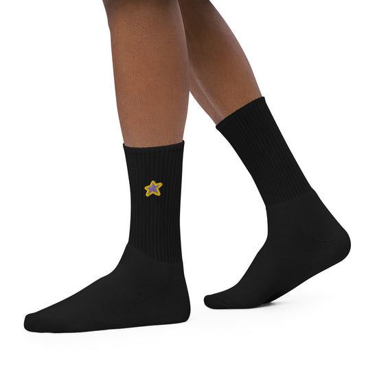 1 Star Crew Socks Purple/Gold Embroidered