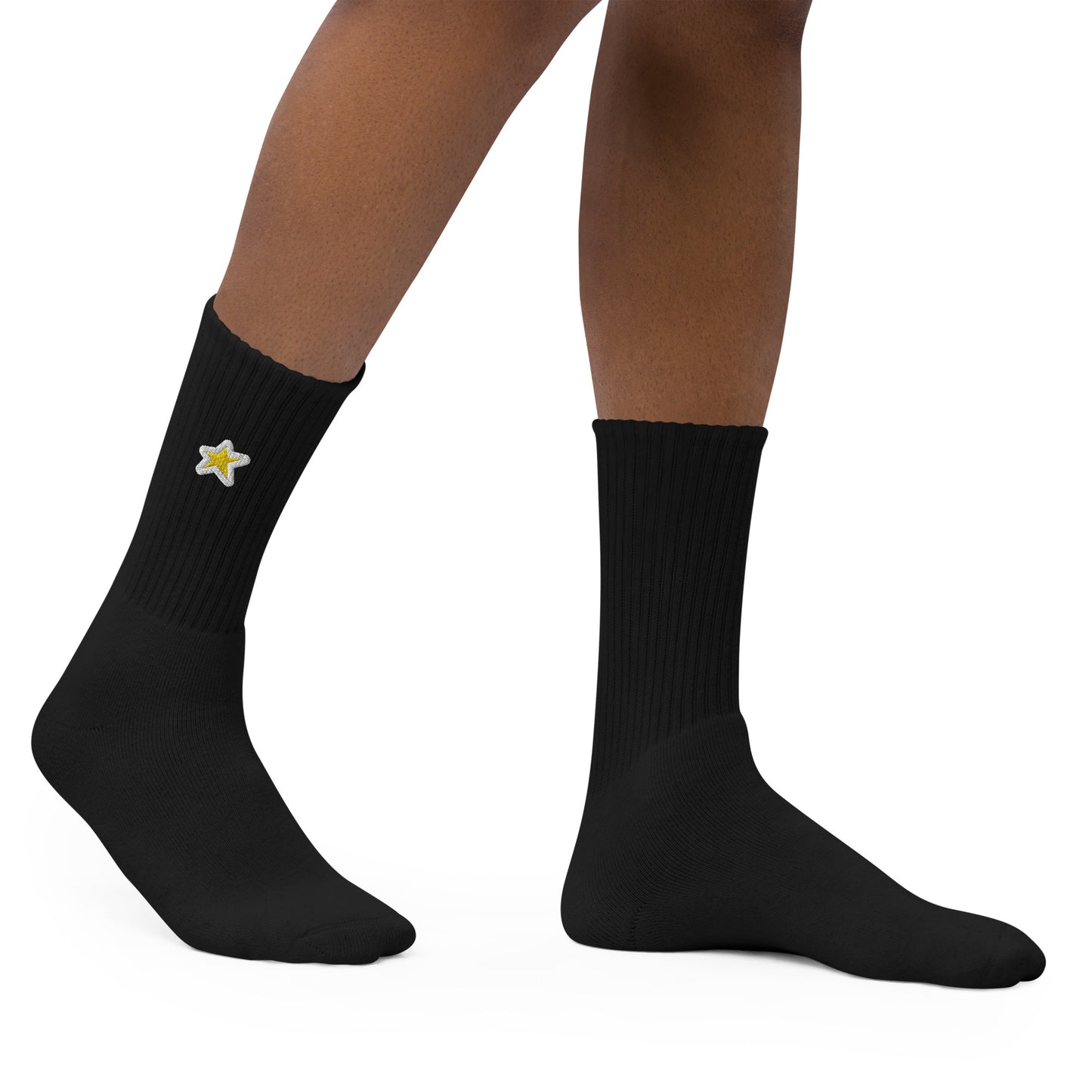 1 Star Crew Socks Gold/White Embroidered