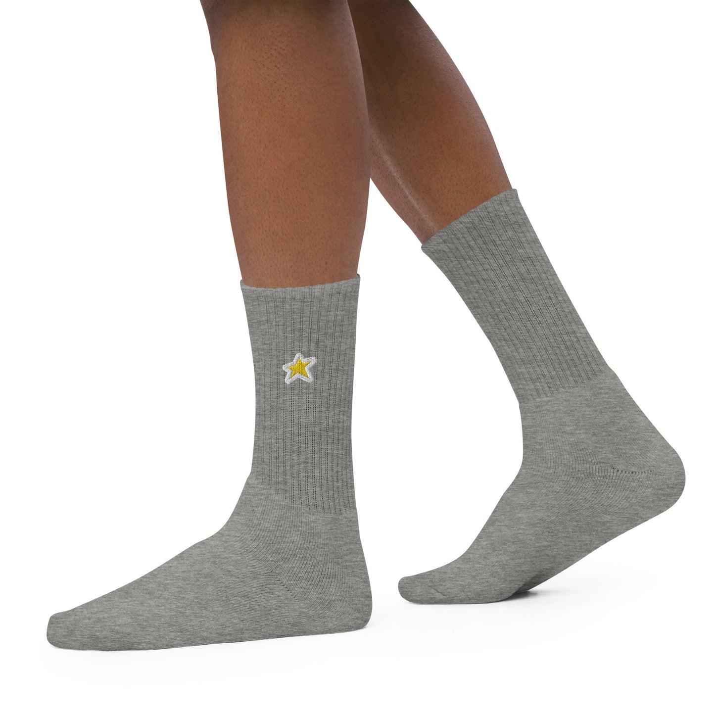 1 Star Crew Socks Gold/White Embroidered