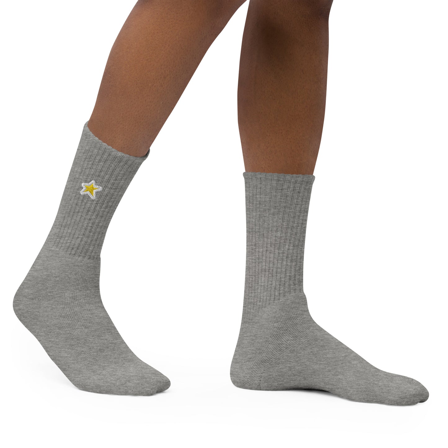 1 Star Crew Socks Gold/White Embroidered