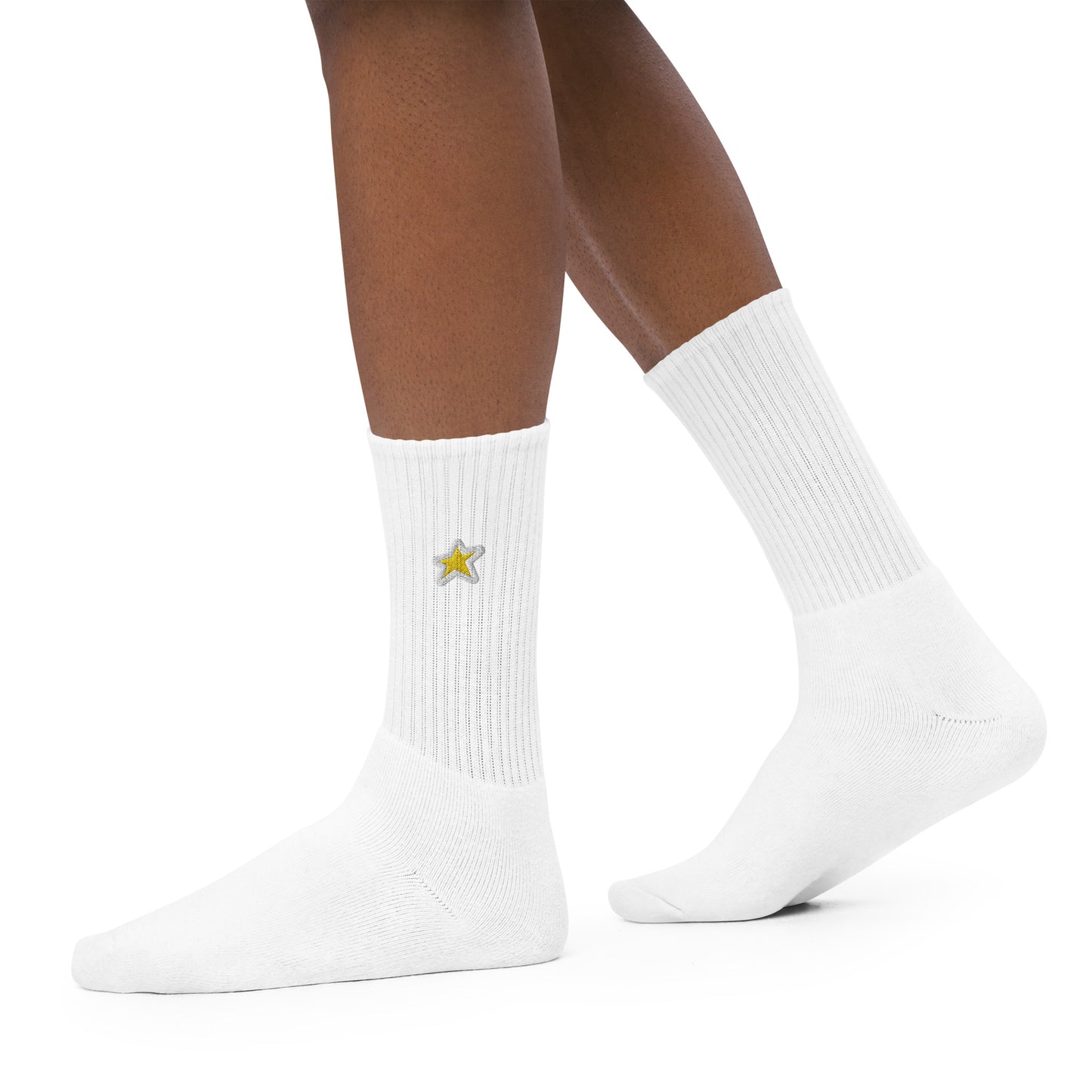 1 Star Crew Socks Gold/White Embroidered