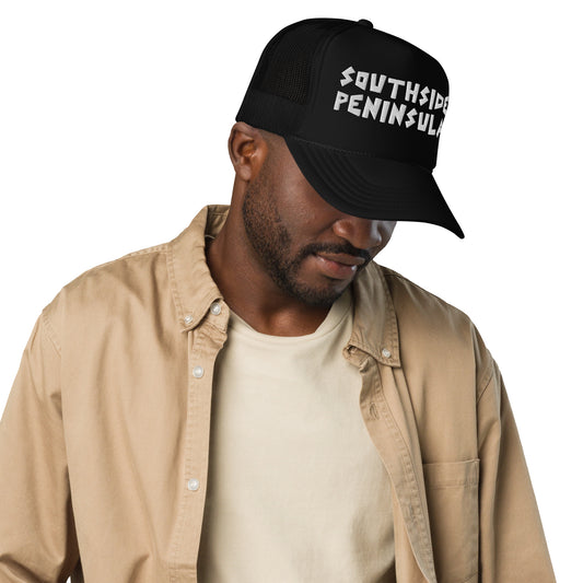 Southside Peninsula Foam Tucker Hat White Embroidered