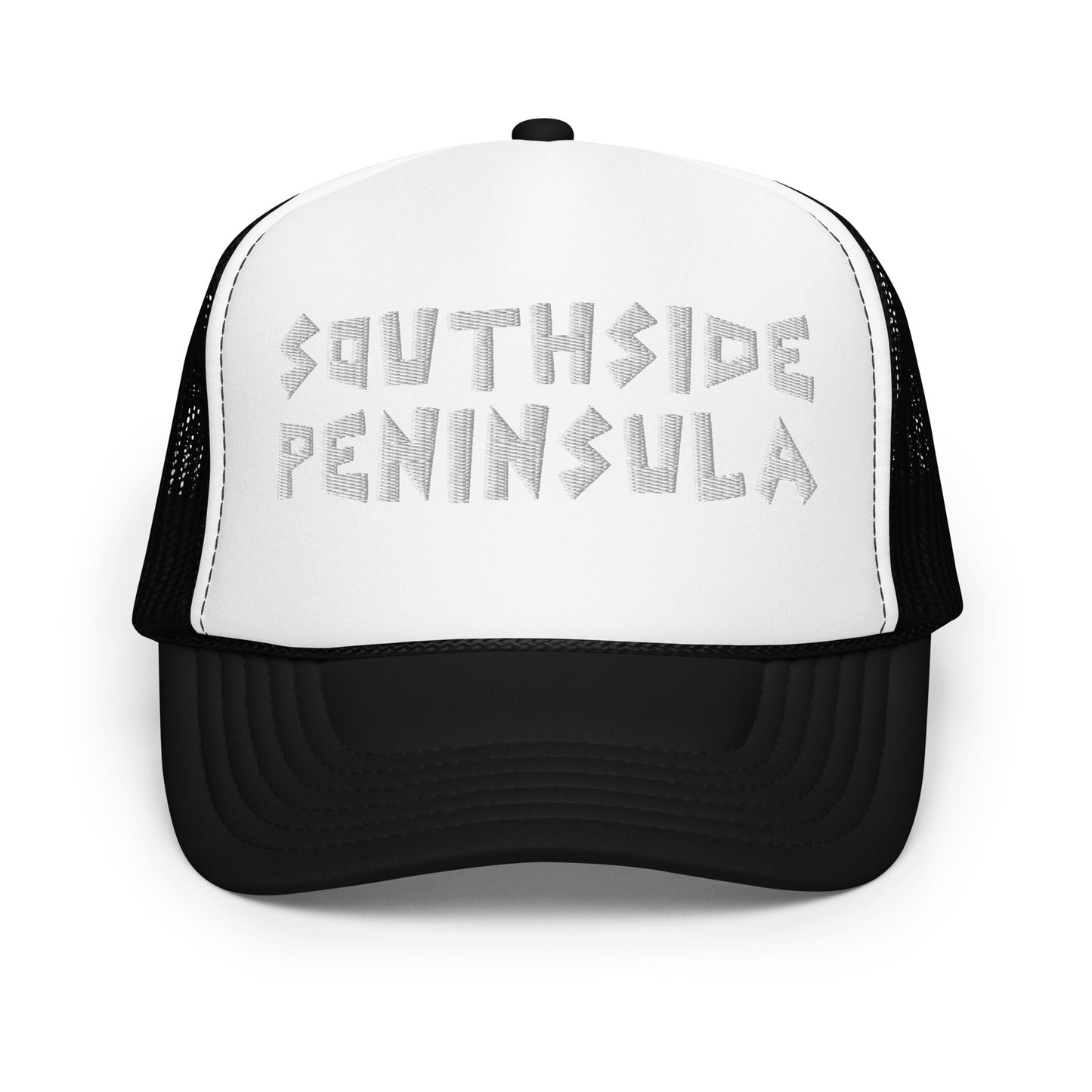 Southside Peninsula Foam Tucker Hat White Embroidered