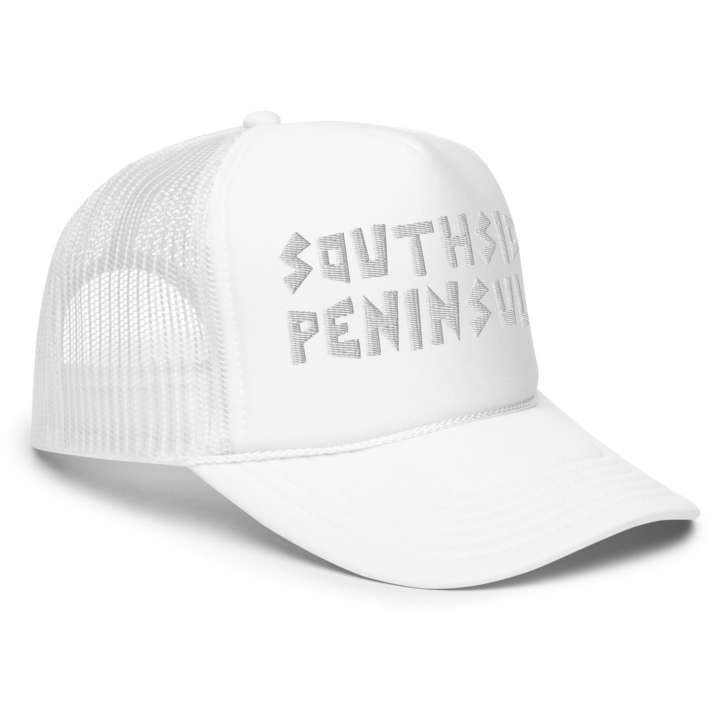 Southside Peninsula Foam Tucker Hat White Embroidered