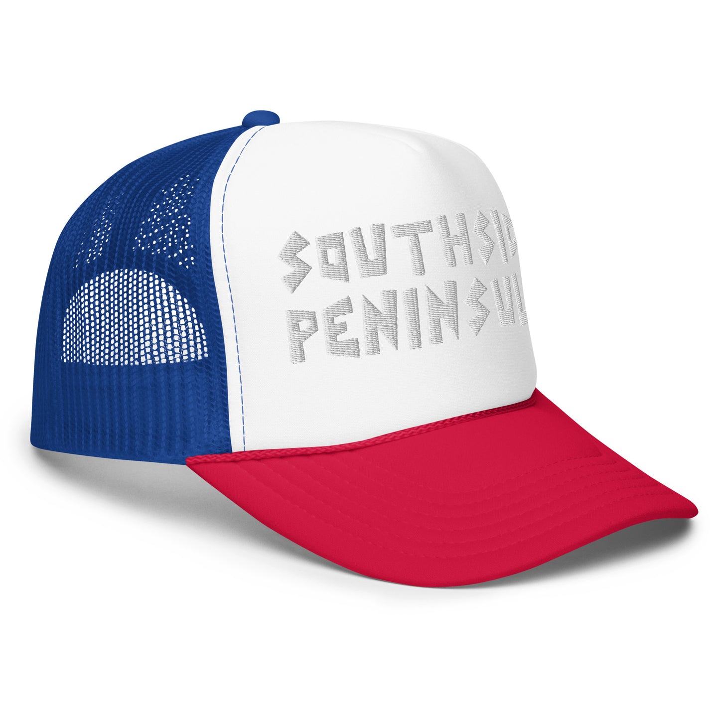 Southside Peninsula Foam Tucker Hat White Embroidered