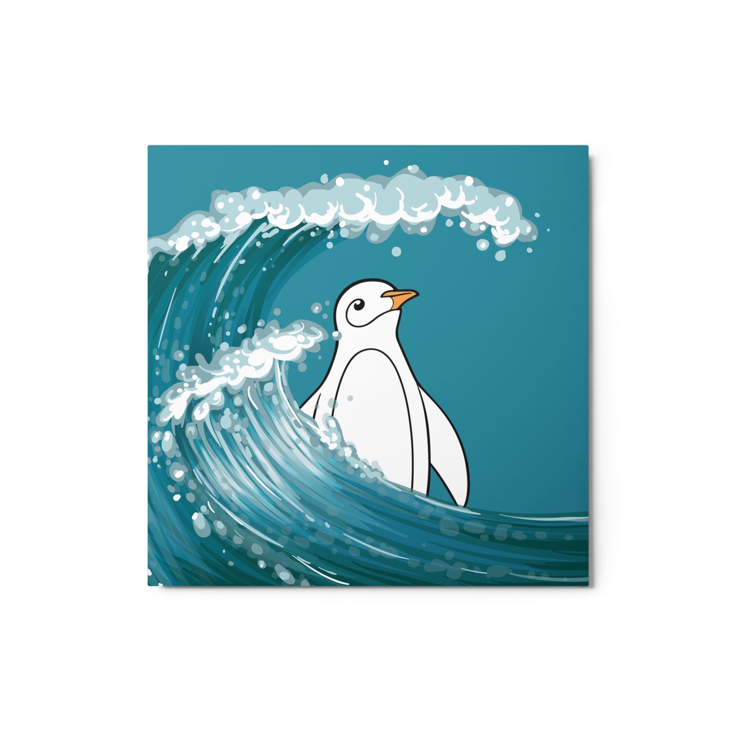 Penguin x Ocean Wave Premium Metal Print