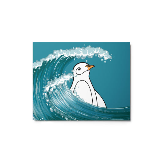 Penguin x Ocean Wave Premium Metal Print