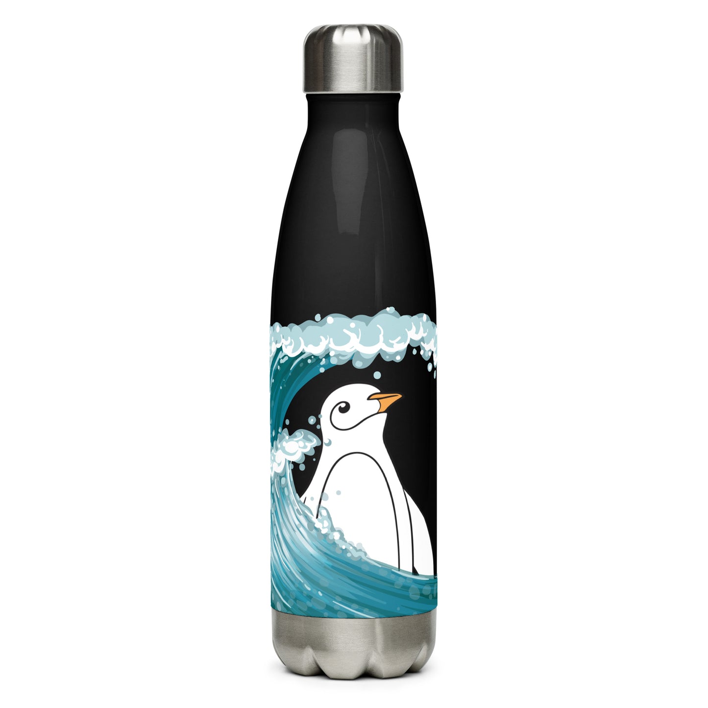 Penguin x Ocean Waves Premium Stainless Steel Water Bottle 17 oz