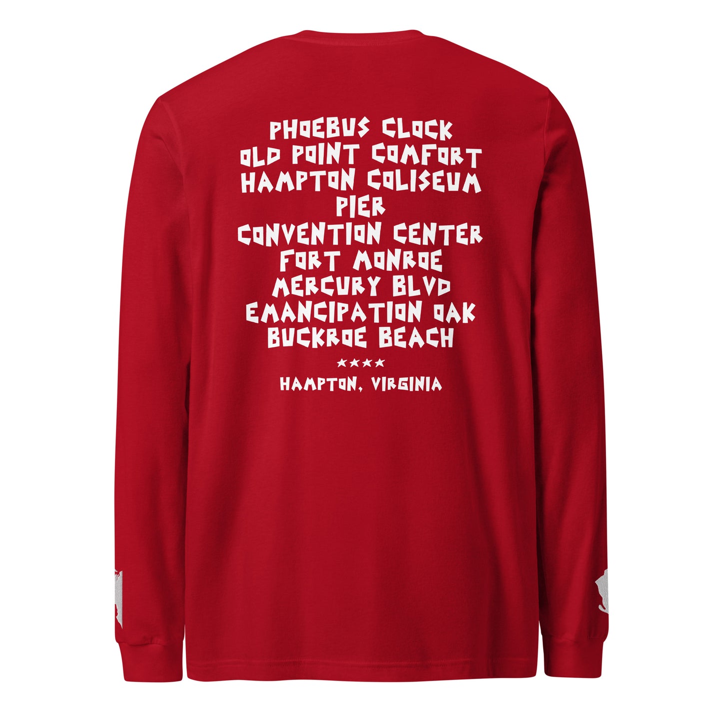 Southside Peninsula x Hampton Unisex Long Sleeve T-Shirt Red/White DTG/Embroidered