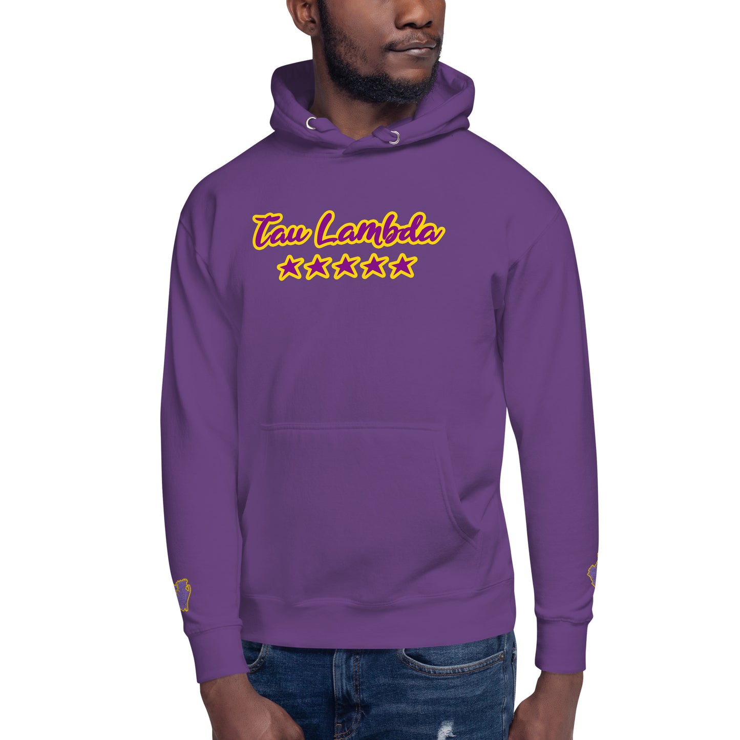 Tau Lambda x 5 Star Men's Premium Hoodie Purple/Purple/Gold DTG/Embroidered