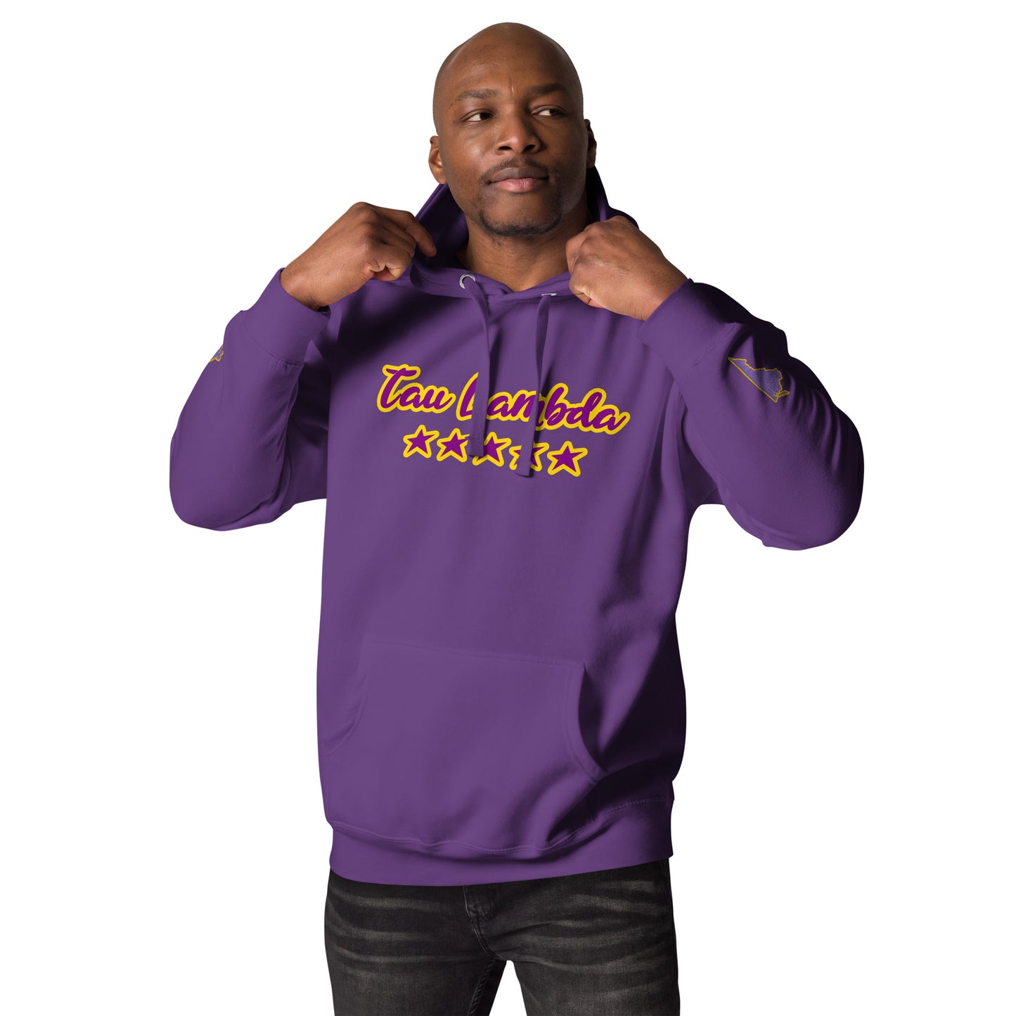 Tau Lambda x 5 Star Men's Premium Hoodie Purple/Purple/Gold DTG/Embroidered