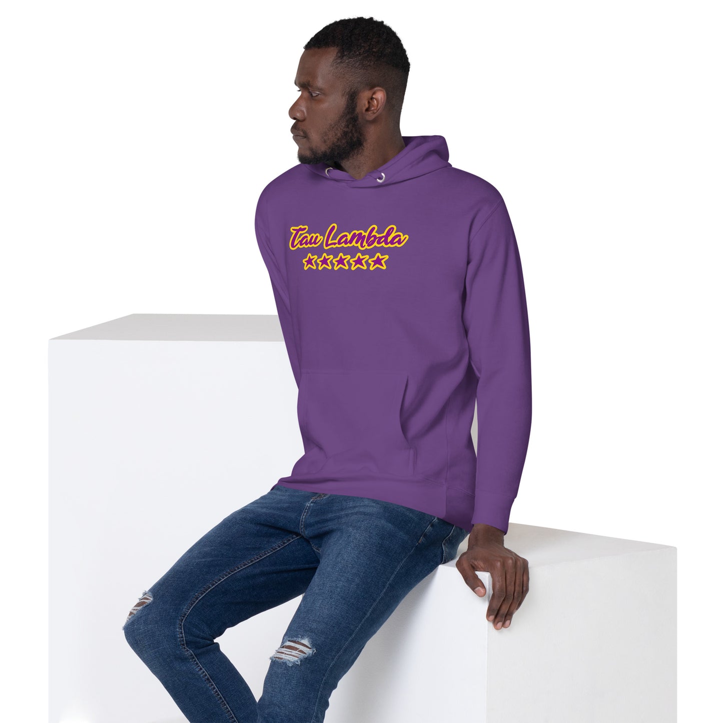 Tau Lambda x 5 Star Men's Premium Hoodie Purple/Purple/Gold DTG/Embroidered